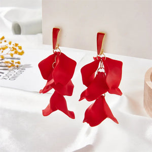 925 Short Petal Vintage Earrings (red)