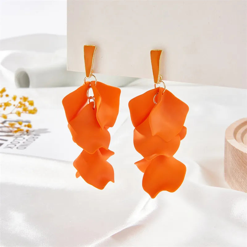 925 Short Petal Vintage Earrings (orange)