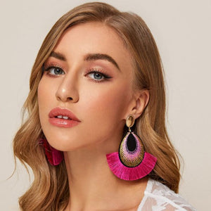 Pink Fan Earrings
